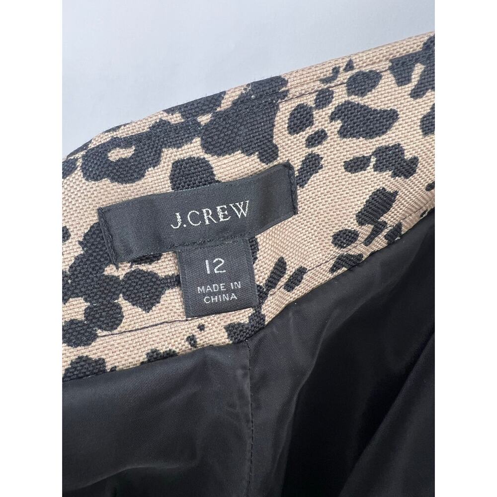J.Crew Linen Lyocell Animal Print Shorts Tan Black Pink Trim High Rise Size 12 - Picture 9 of 12